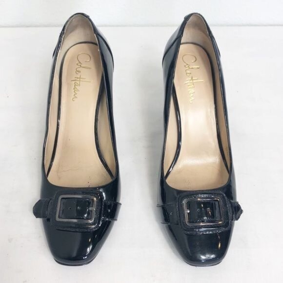 Cole Haan X Nike Black Patent Leather Heels With Buckle Detail & 3" Heel Size 6 - Picture 2 of 9